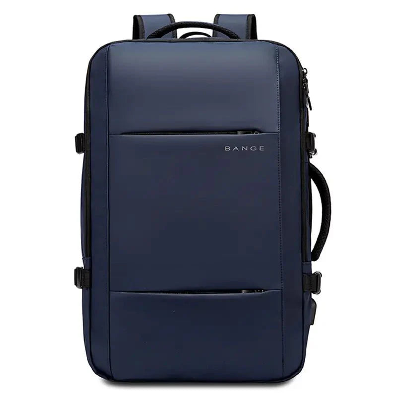 Mochila Bange The Expandable Plus en color azul marino, vista frontal minimalista.