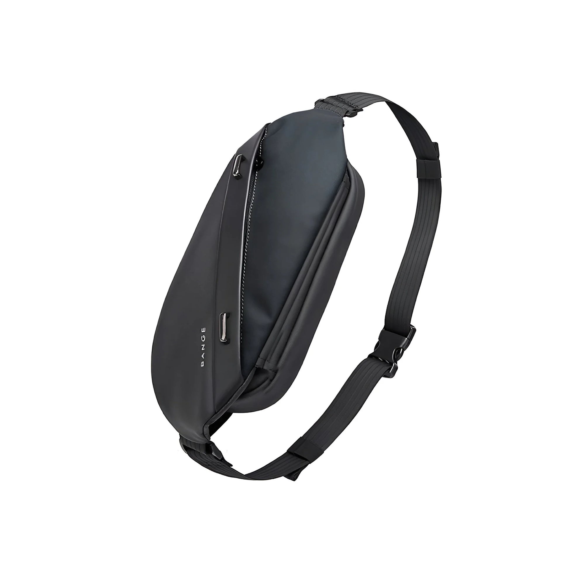Slingbag Bange negro con compartimento principal amplio y seguro.
