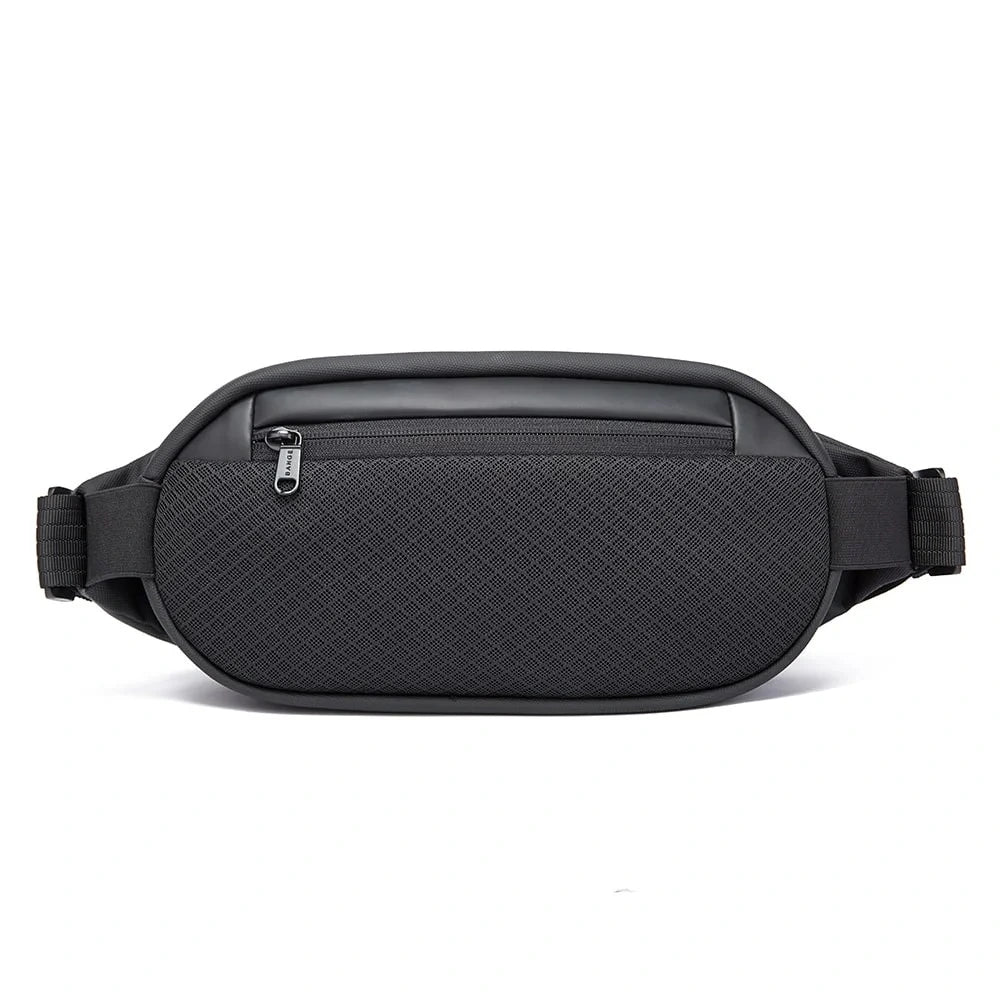 Slingbag Bange negro vista trasera con bolsillo oculto.